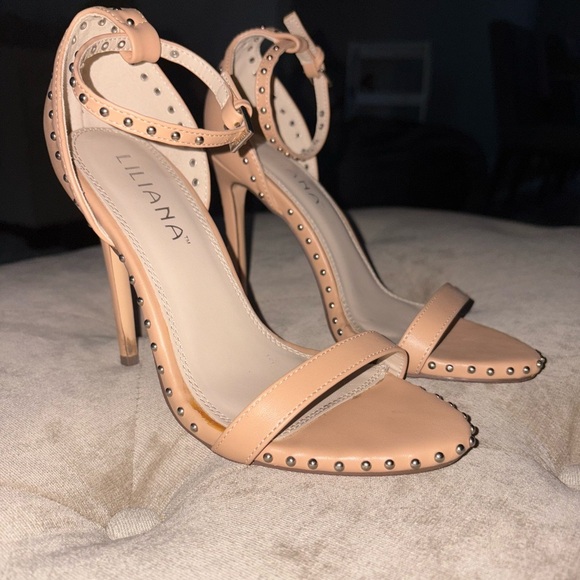 Studded Tan High Heels - Picture 1 of 8